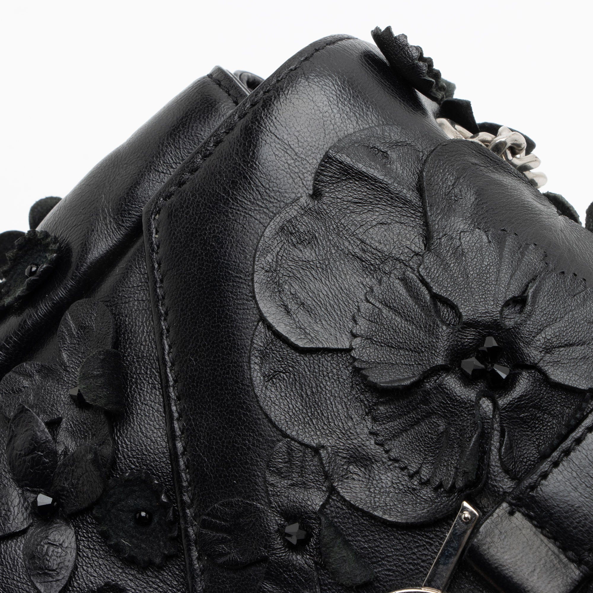 Saint Laurent Matelasse Leather Floral Applique Monogram Classic Baby Chain Bag