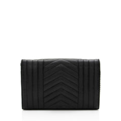Saint Laurent Mixed Matelasse Grain de Poudre Embellished Monogram Chain Wallet