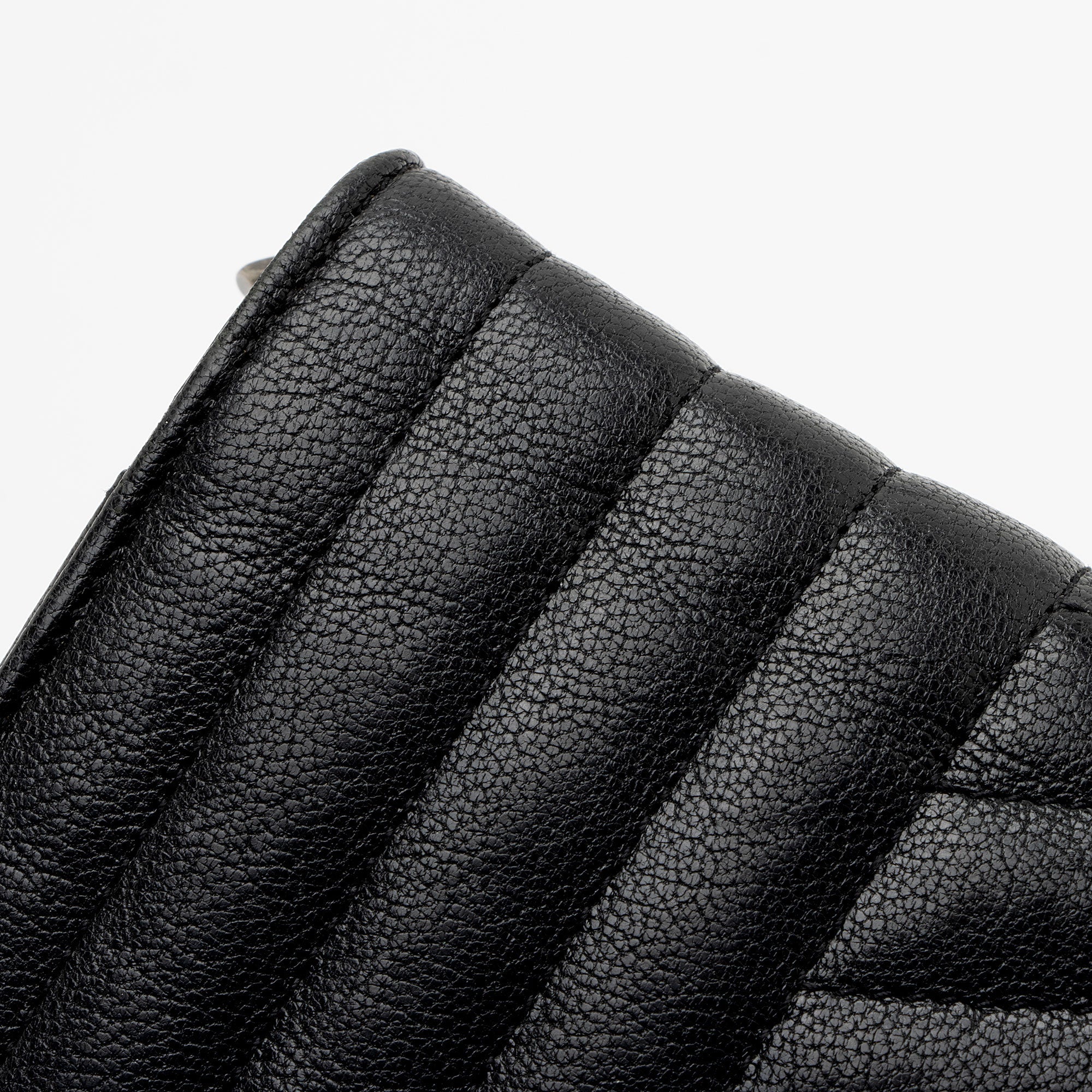 Saint Laurent Mixed Matelasse Grain de Poudre Embellished Monogram Chain Wallet