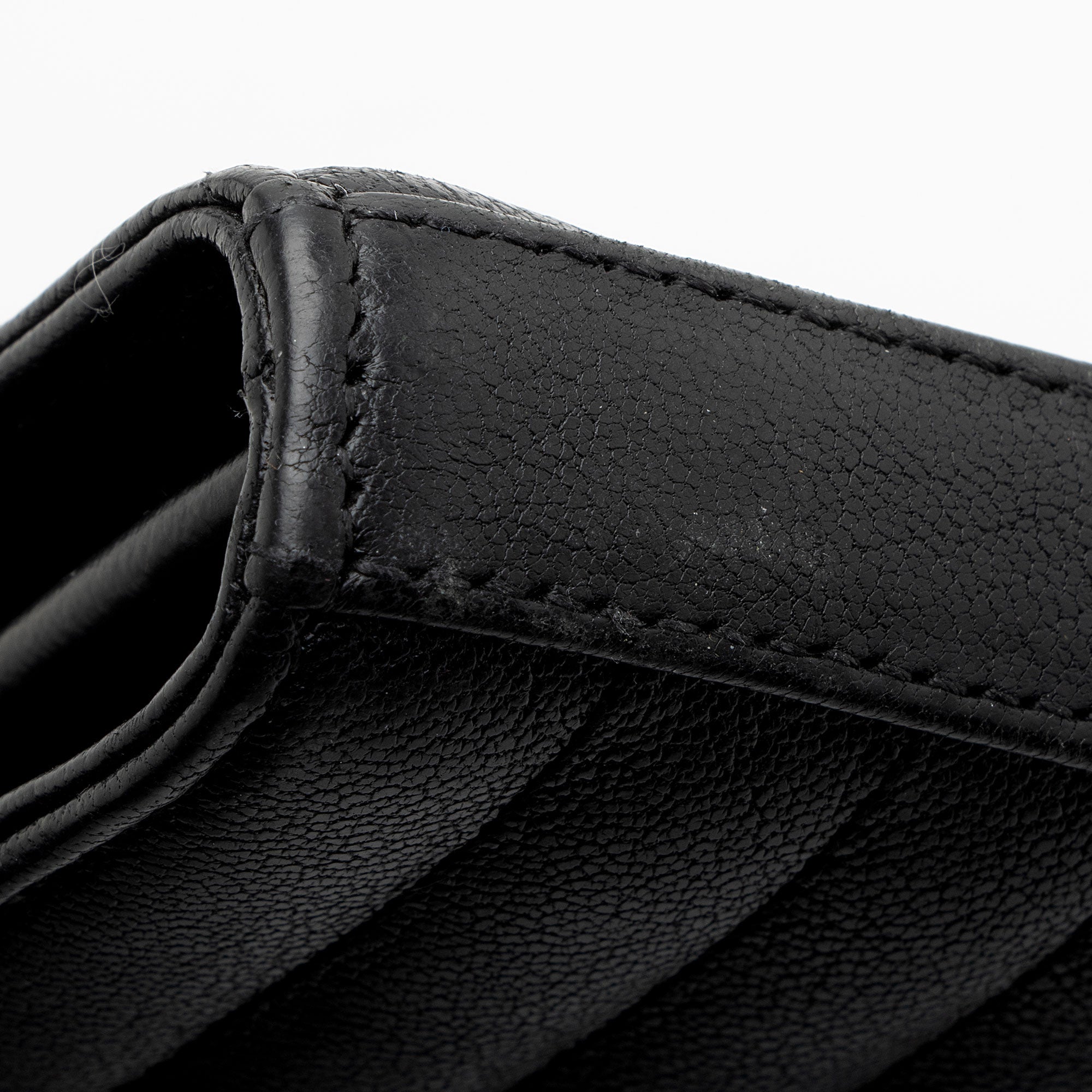 Saint Laurent Mixed Matelasse Grain de Poudre Embellished Monogram Chain Wallet