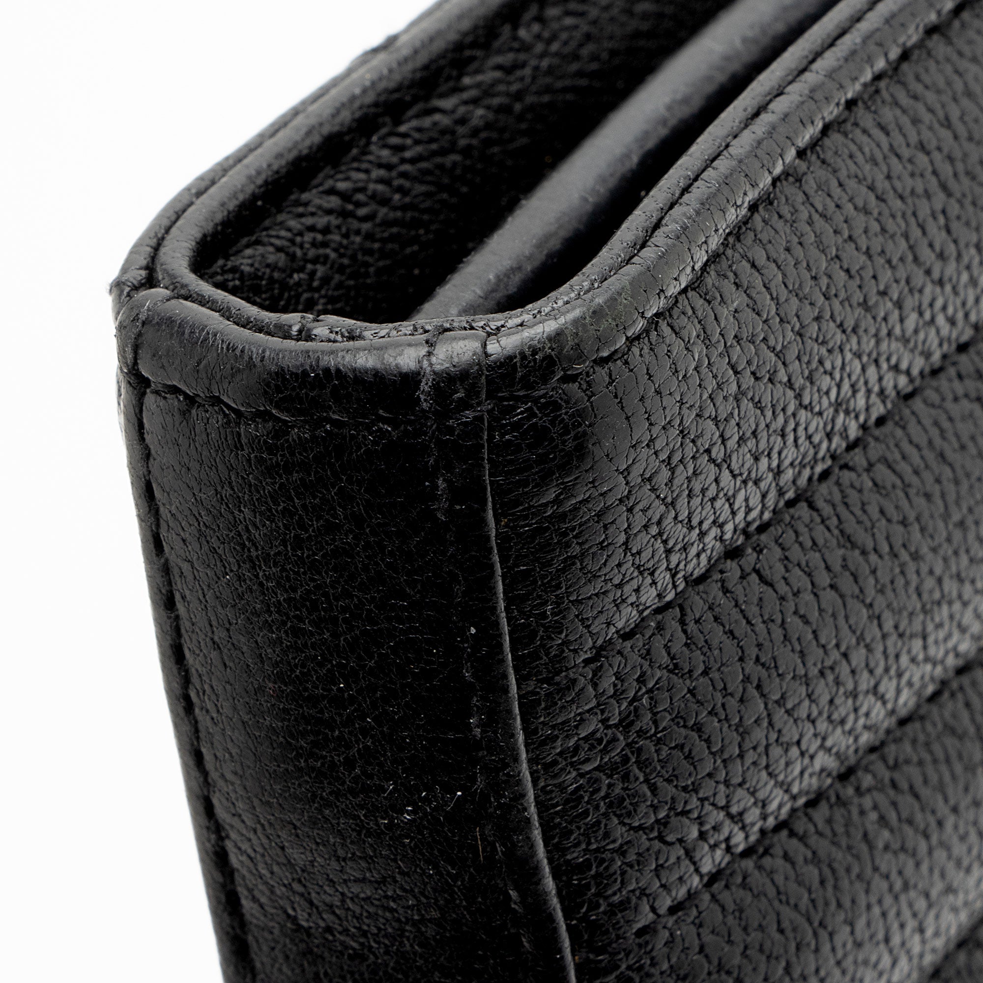 Saint Laurent Mixed Matelasse Grain de Poudre Embellished Monogram Chain Wallet