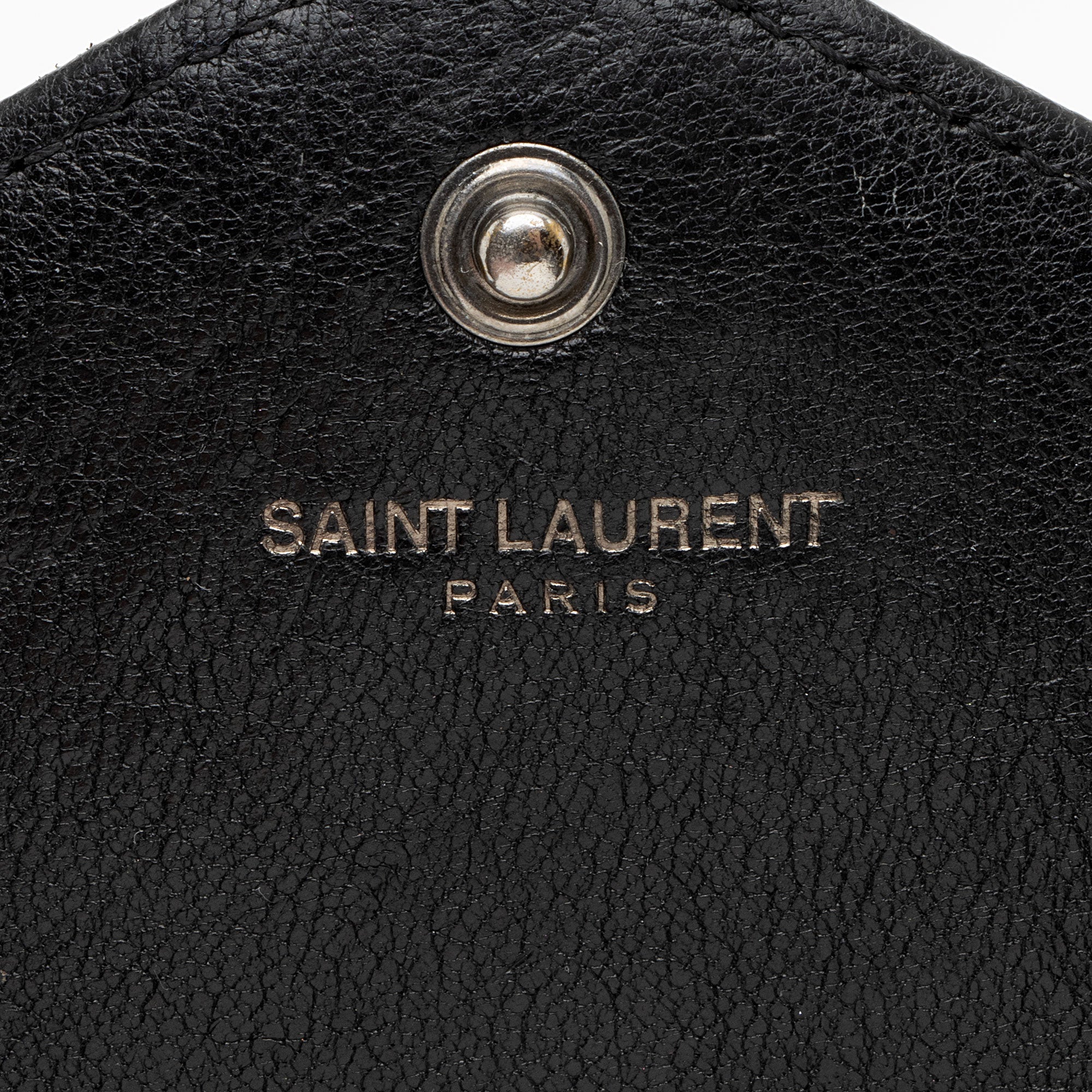 Saint Laurent Mixed Matelasse Grain de Poudre Embellished Monogram Chain Wallet