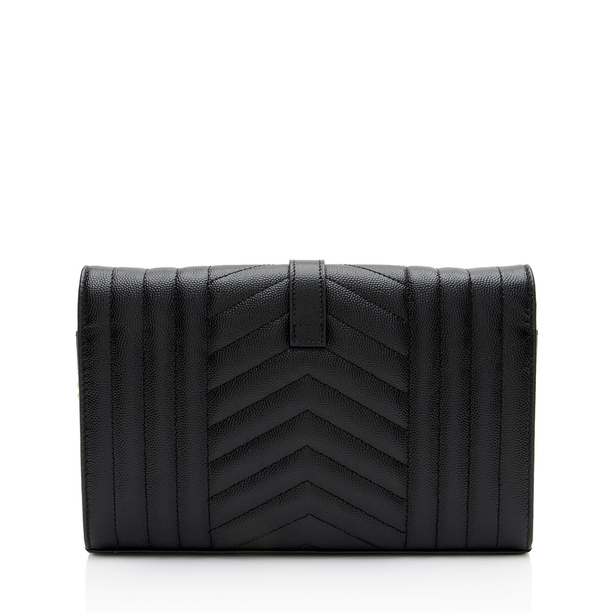 Saint Laurent Mixed Matelasse Grain de Poudre Monogram Chain Wallet
