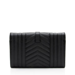 Saint Laurent Mixed Matelasse Grain de Poudre Monogram Chain Wallet