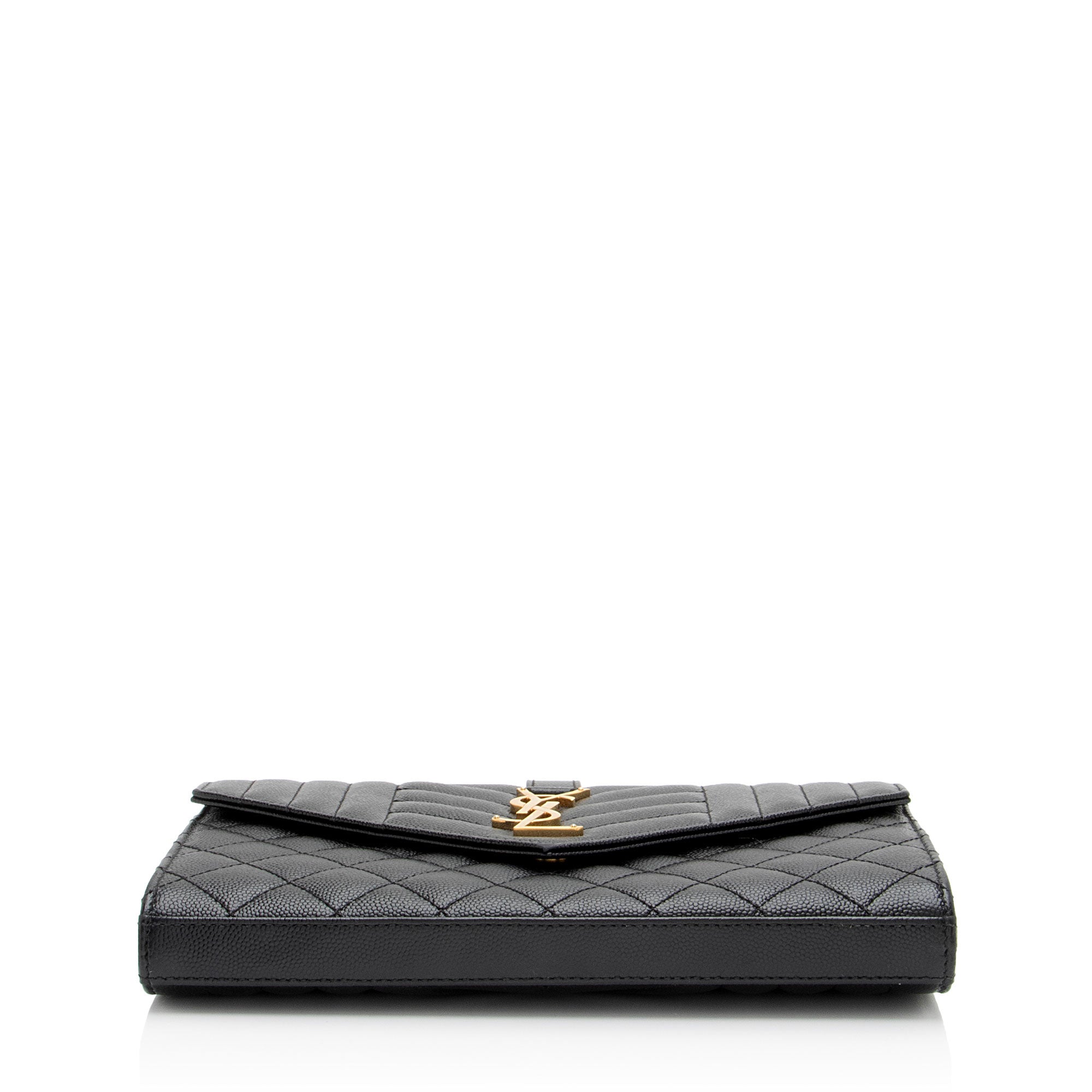 Saint Laurent Mixed Matelasse Grain de Poudre Monogram Chain Wallet