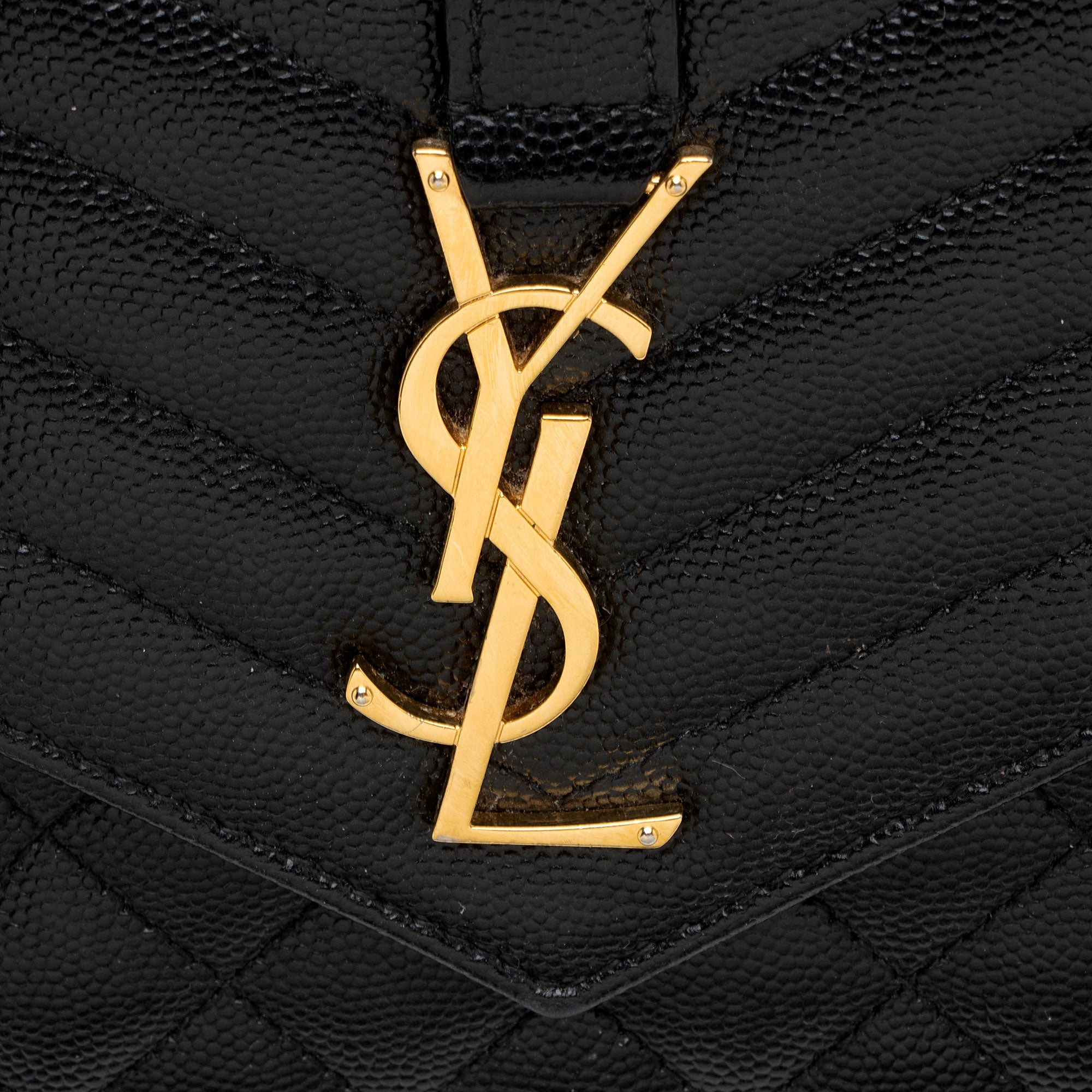 Saint Laurent Mixed Matelasse Grain de Poudre Monogram Chain Wallet