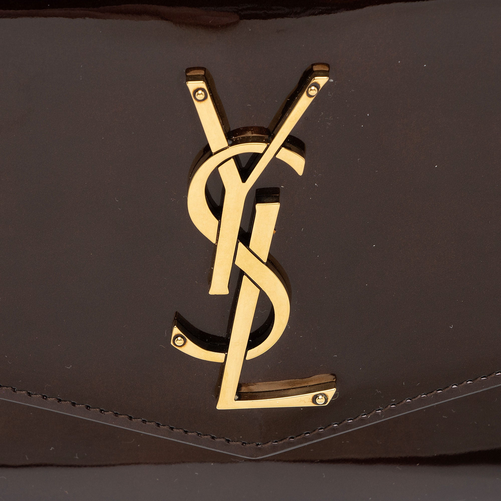 Saint Laurent Patent Leather Monogram Uptown Chain Wallet