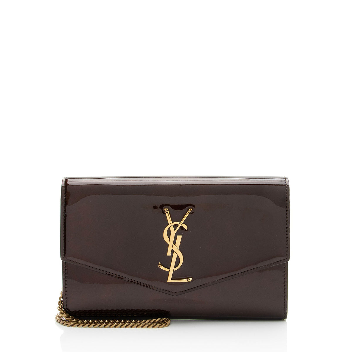Saint Laurent Patent Leather Monogram Uptown Chain Wallet