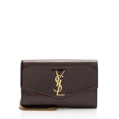 Saint Laurent Patent Leather Monogram Uptown Chain Wallet