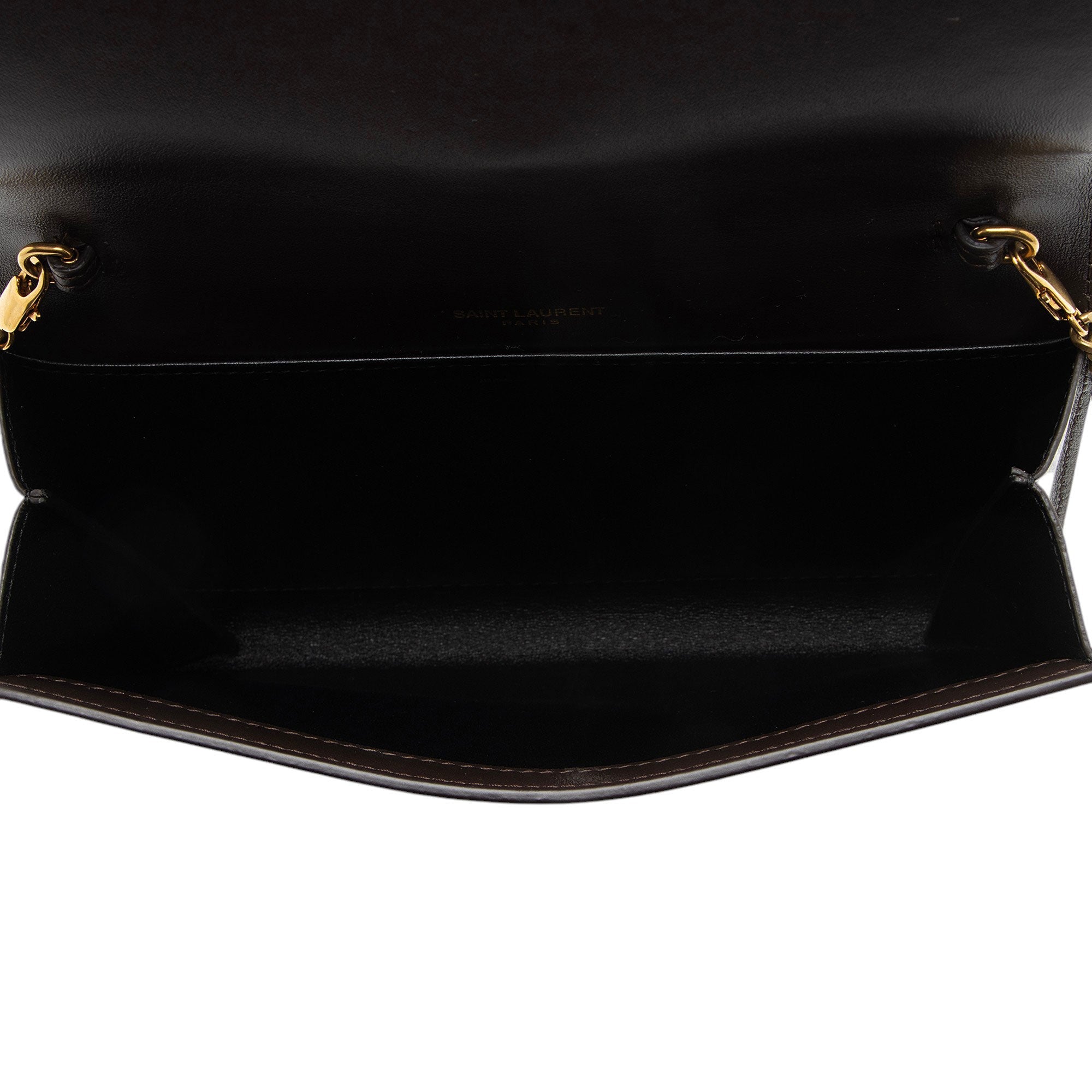 Saint Laurent Patent Leather Monogram Uptown Chain Wallet