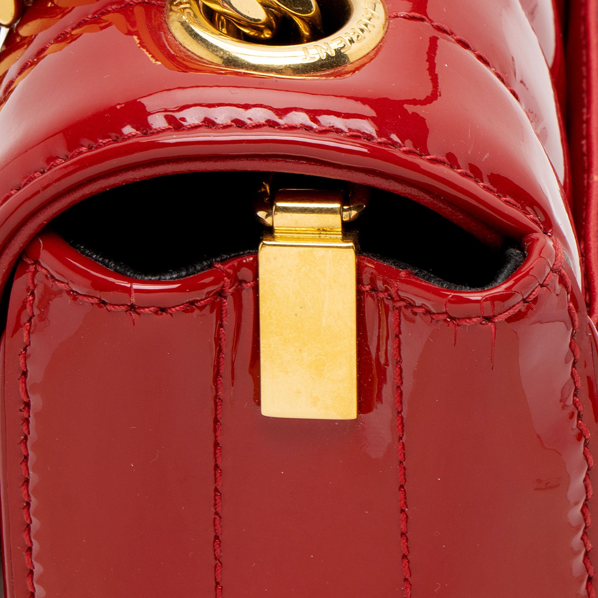 Saint Laurent Patent Leather Monogram Vicky Small Shoulder Bag