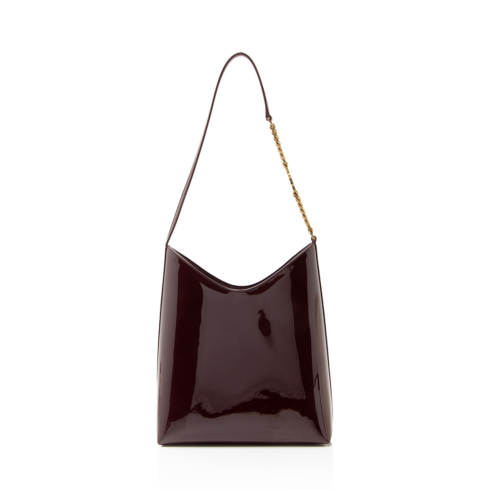 Saint Laurent Patent Leather Rendez-Vouz Medium Hobo