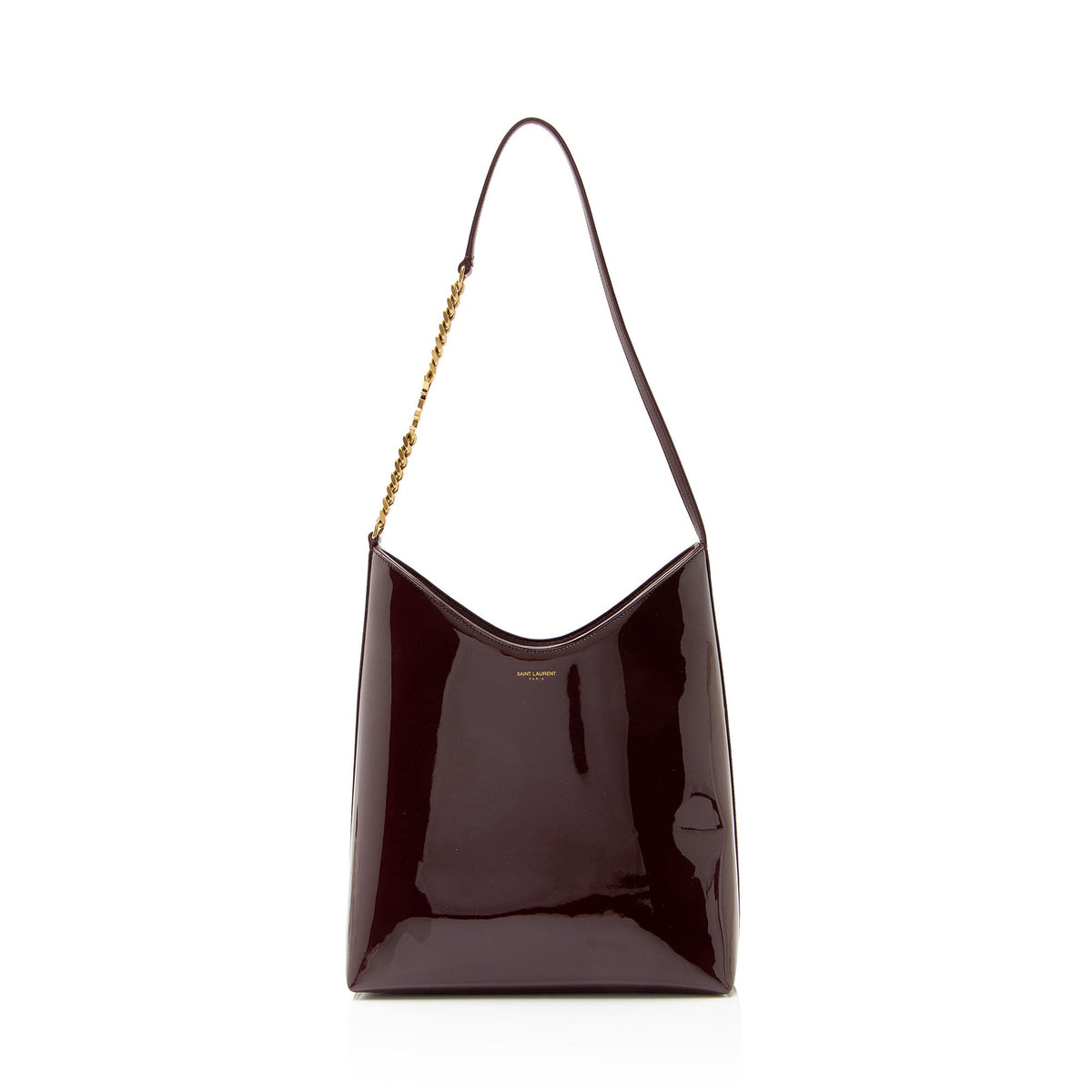 Saint Laurent Patent Leather Rendez-Vouz Medium Hobo