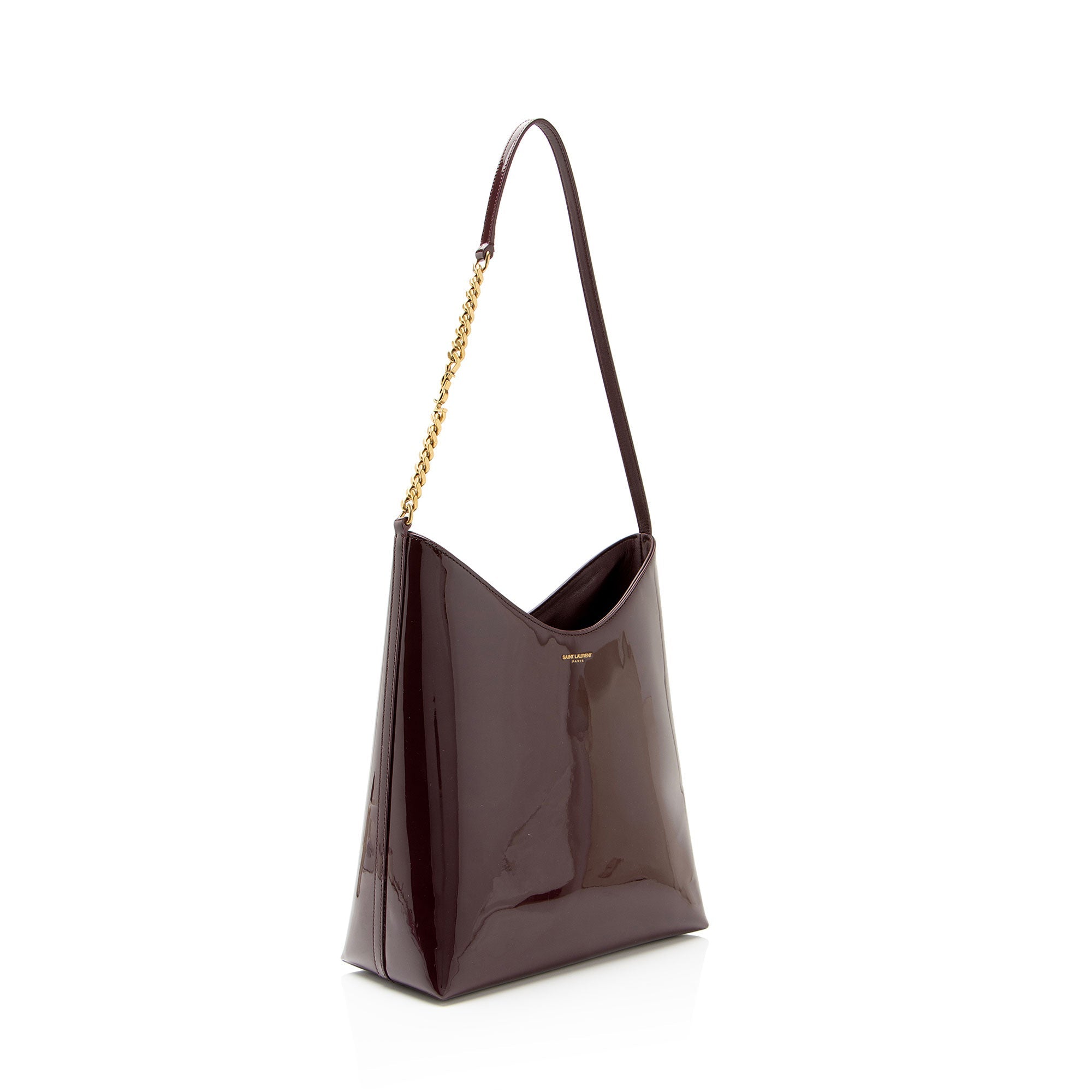 Saint Laurent Patent Leather Rendez-Vouz Medium Hobo