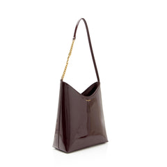 Saint Laurent Patent Leather Rendez-Vouz Medium Hobo