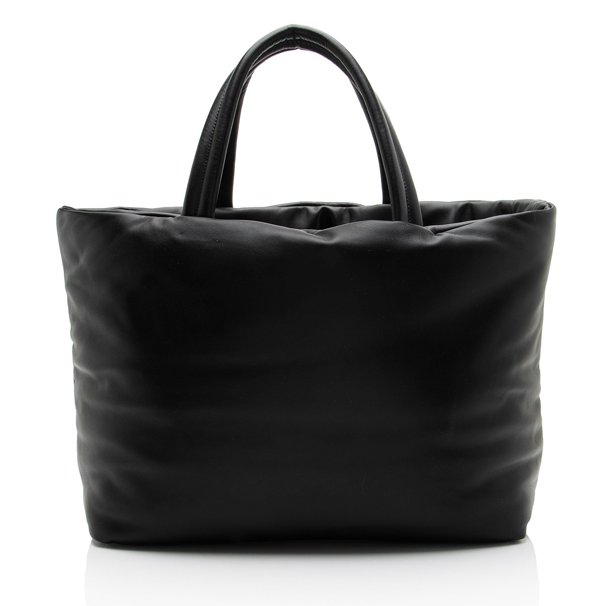 Saint Laurent Puffed Leather Logo Shopping Tote
