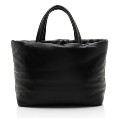 Saint Laurent Puffed Leather Logo Shopping Tote