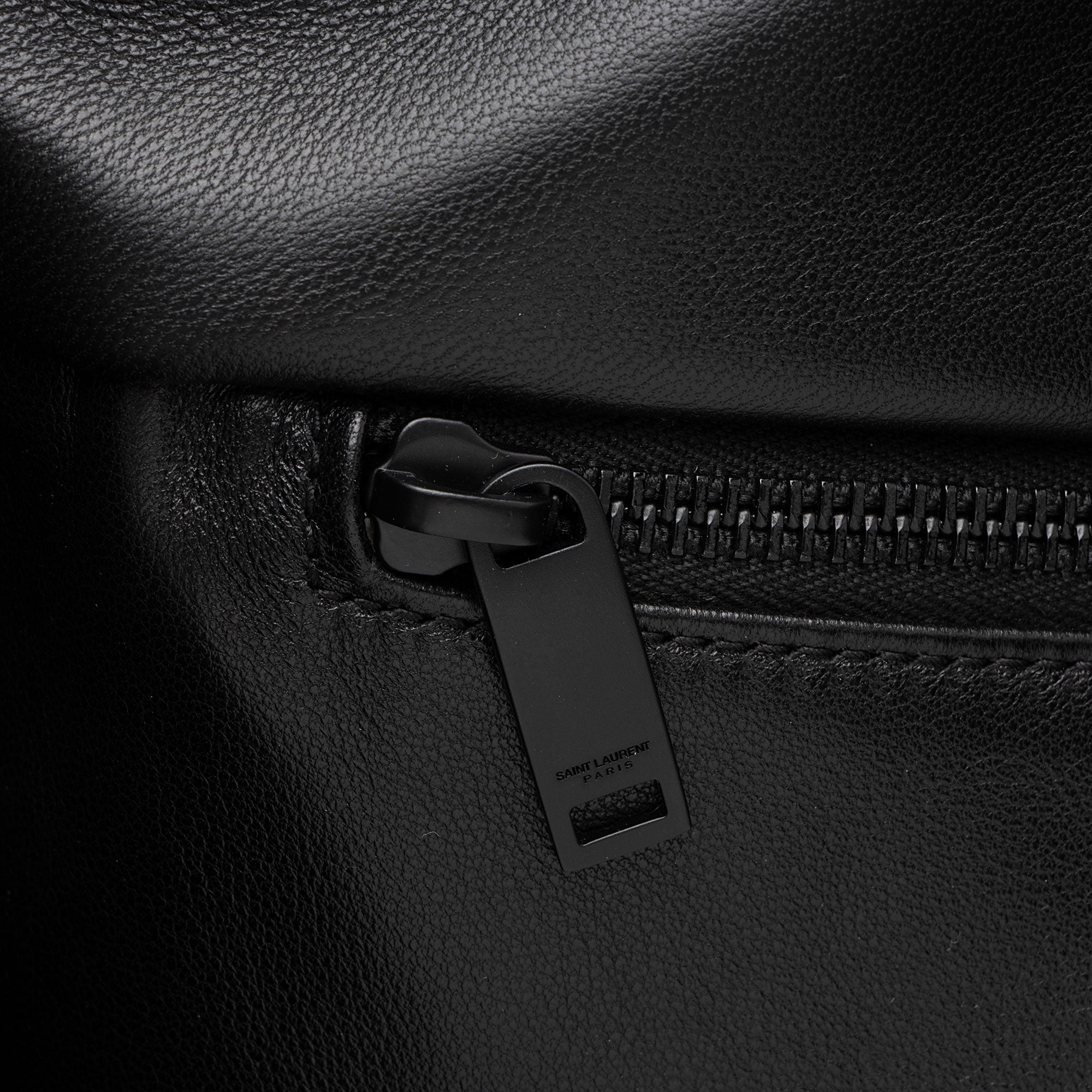 Saint Laurent Puffed Leather Logo Shopping Tote