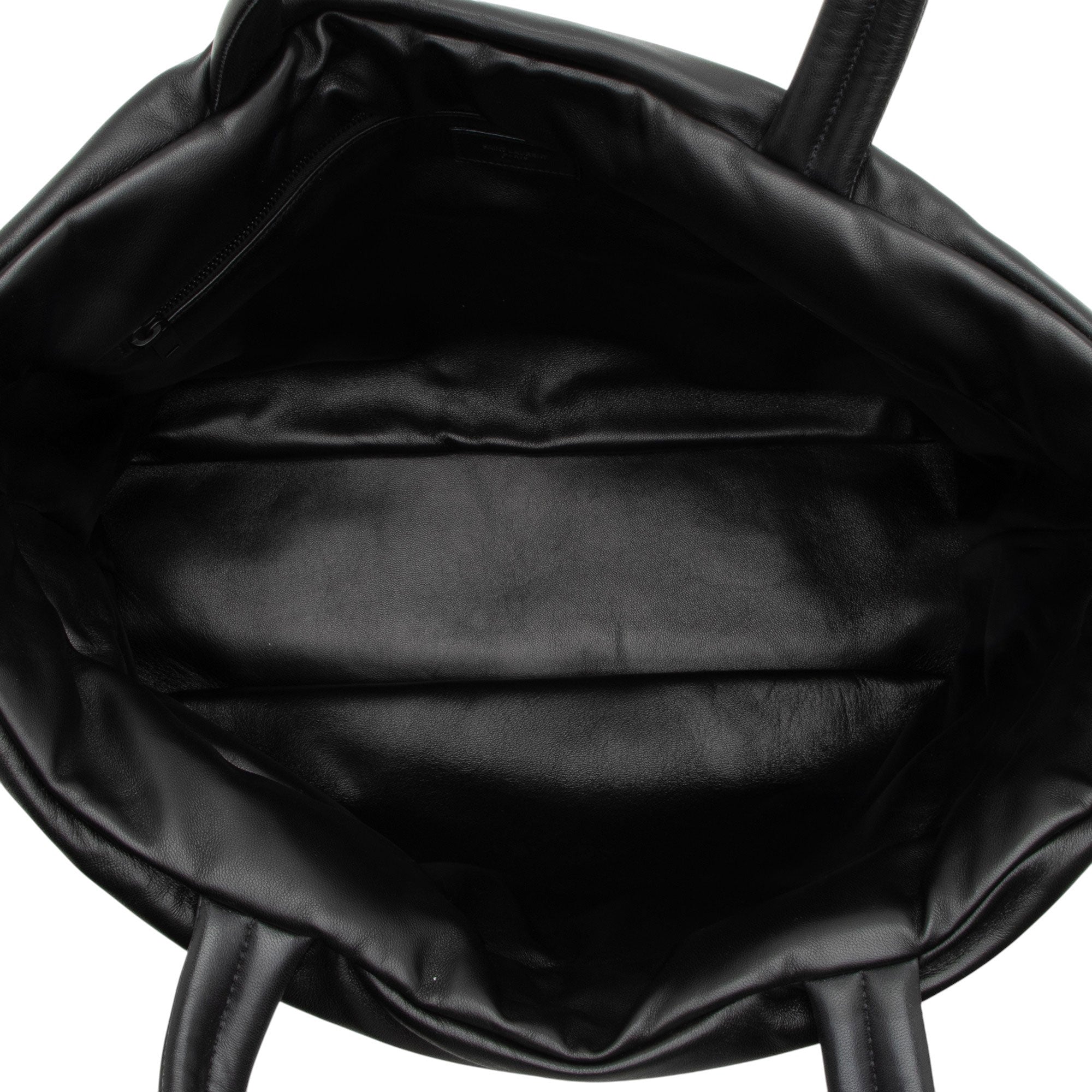 Saint Laurent Puffed Leather Logo Shopping Tote