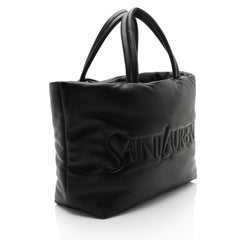 Saint Laurent Puffed Leather Logo Shopping Tote