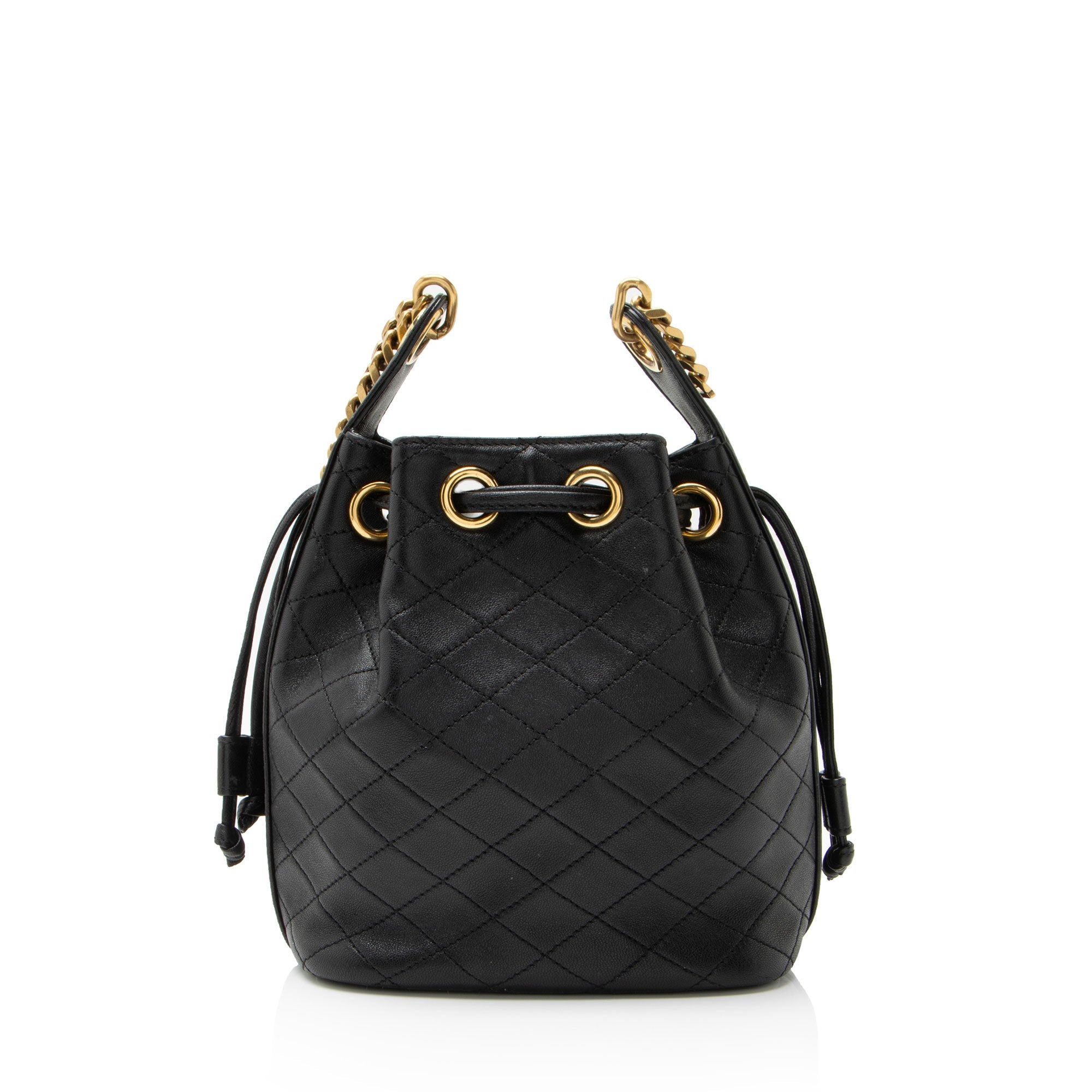 Saint Laurent Quilted Lambskin Cassandre Small Bucket Bag