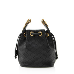 Saint Laurent Quilted Lambskin Cassandre Small Bucket Bag