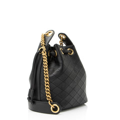 Saint Laurent Quilted Lambskin Cassandre Small Bucket Bag