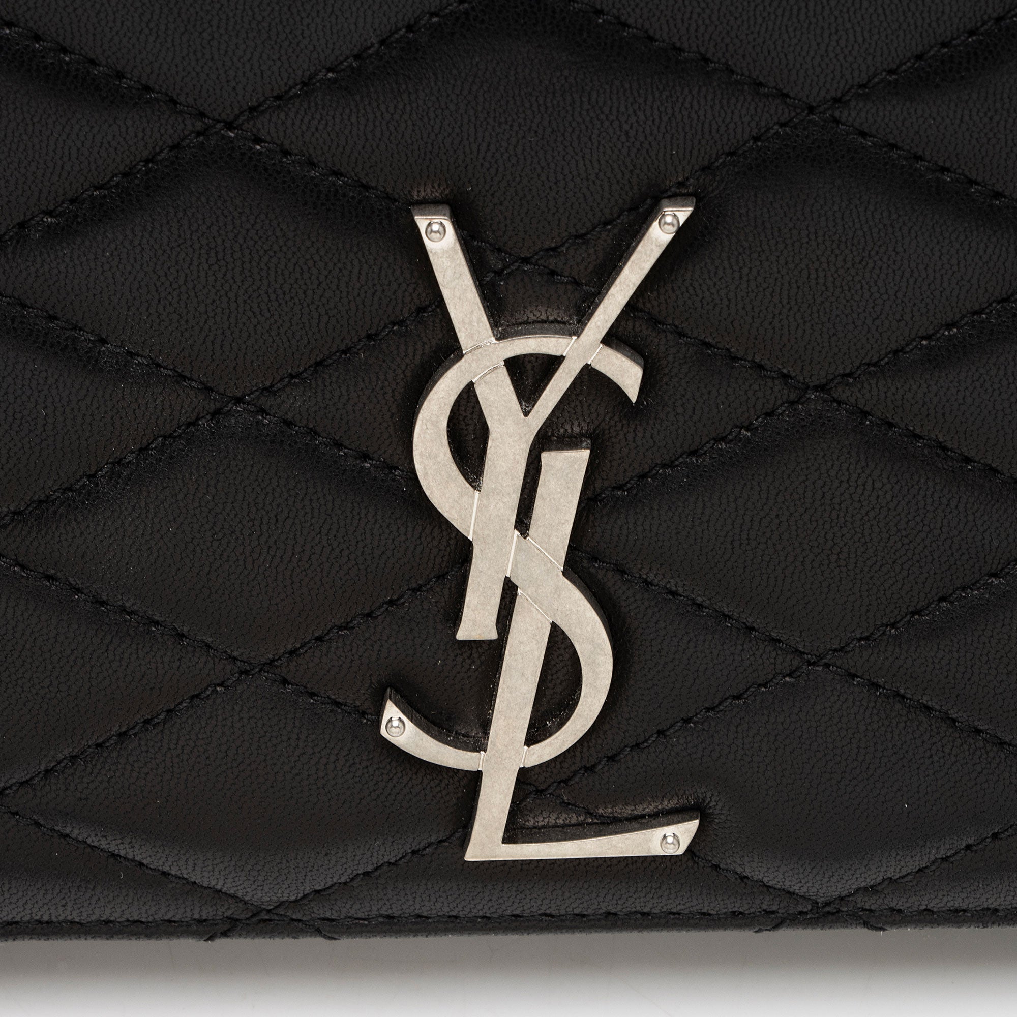 Saint Laurent Quilted Lambskin Monogram Kate Clutch