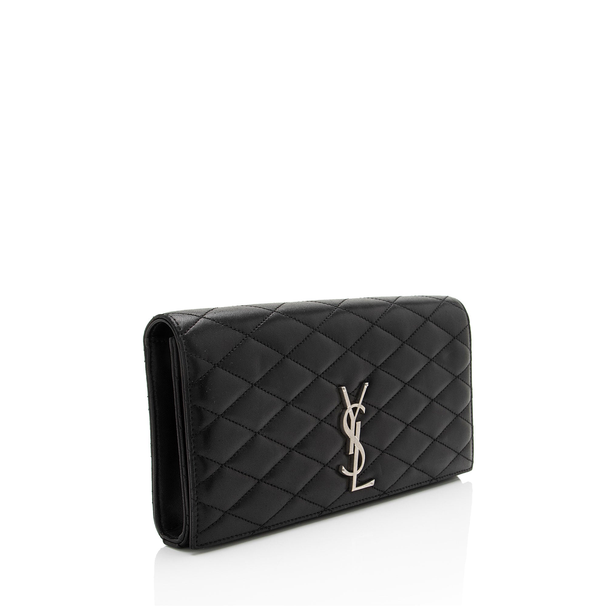 Saint Laurent Quilted Lambskin Monogram Kate Clutch