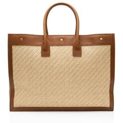 Saint Laurent Raffia Calfskin Rive Gauche Large Tote
