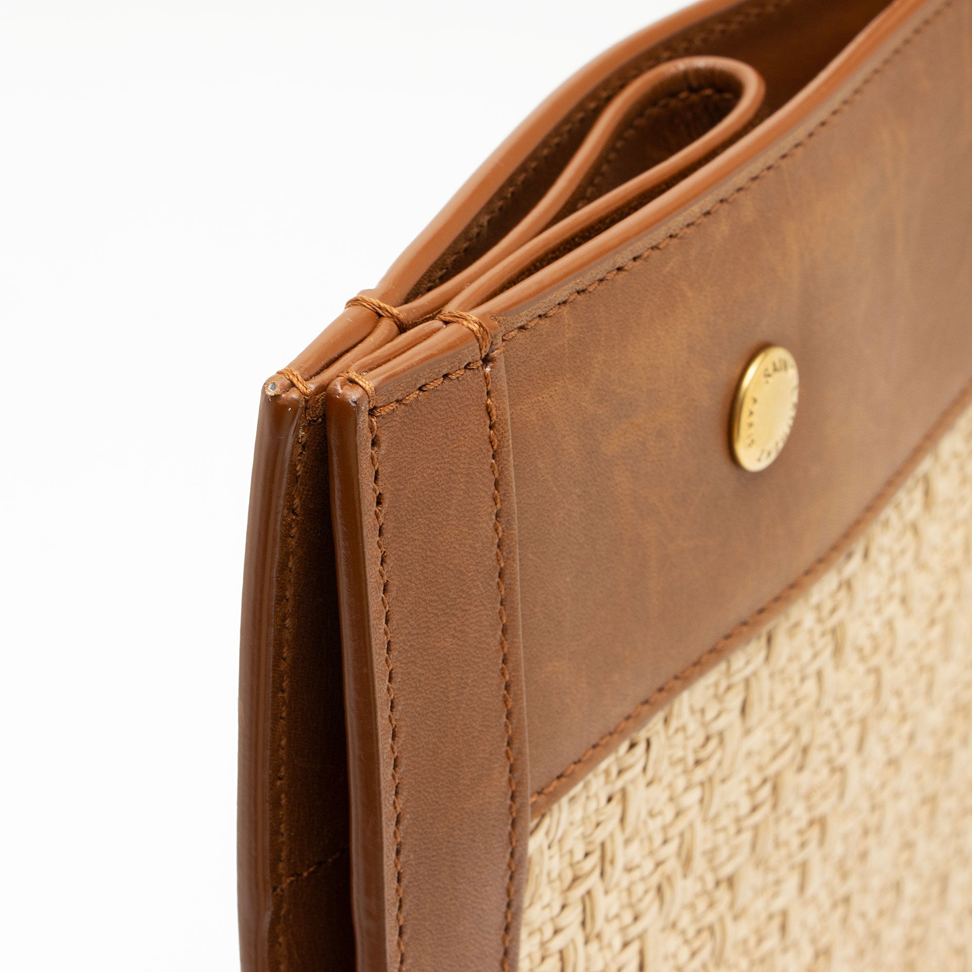 Saint Laurent Raffia Calfskin Rive Gauche Large Tote