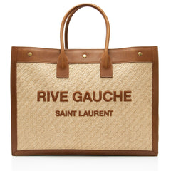 Saint Laurent Raffia Calfskin Rive Gauche Large Tote