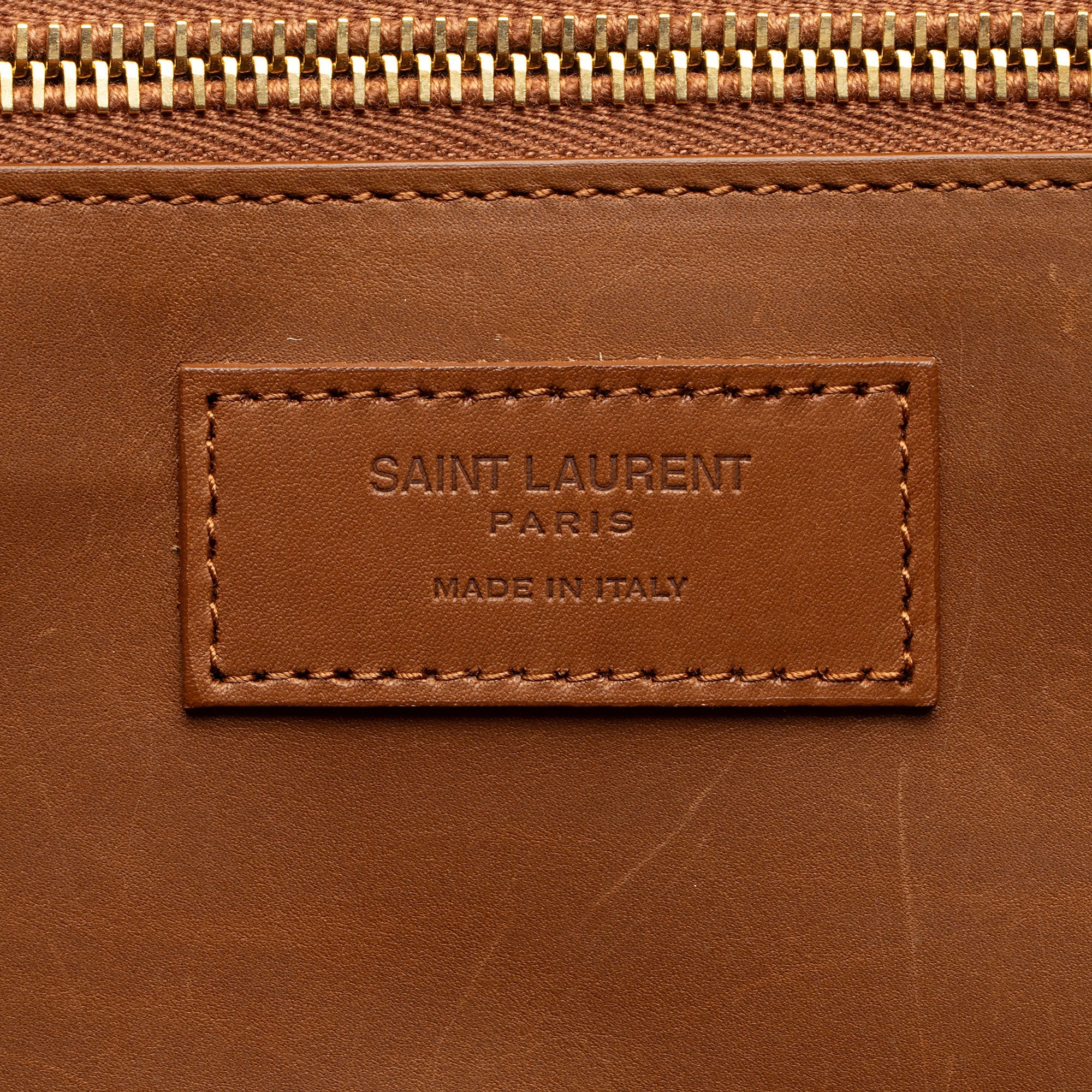 Saint Laurent Raffia Calfskin Rive Gauche Large Tote