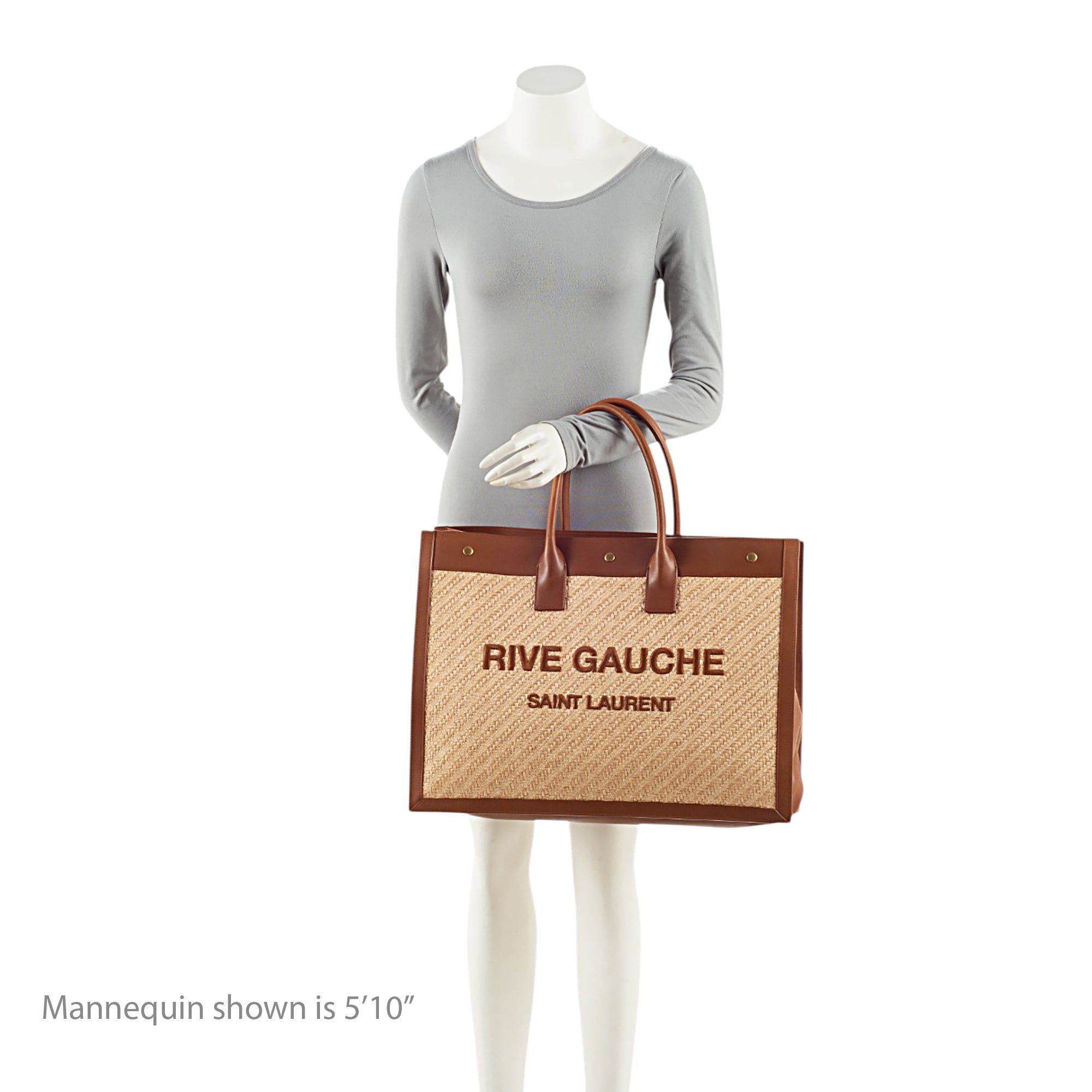 Saint Laurent Raffia Calfskin Rive Gauche Large Tote
