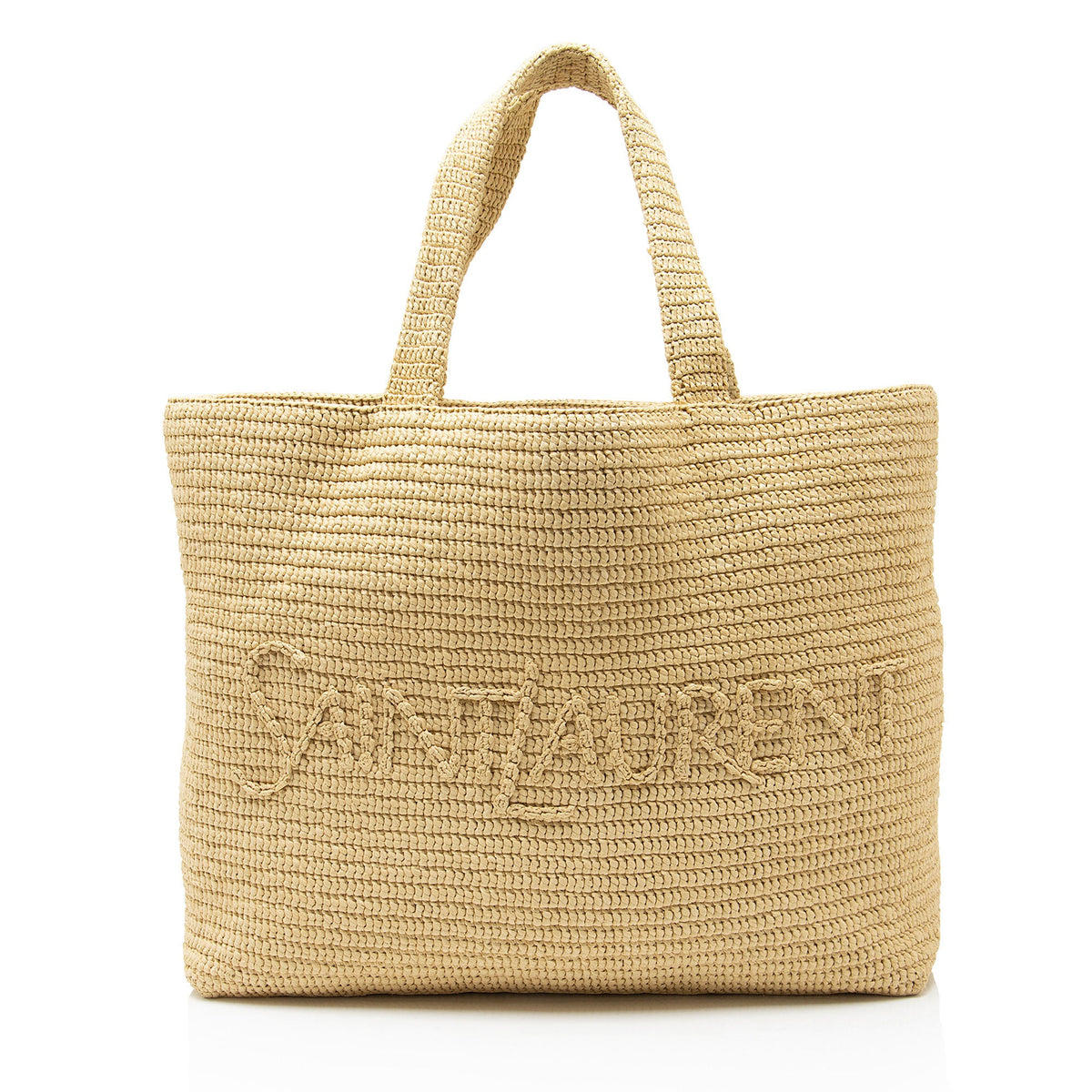 Saint Laurent Raffia Logo Tote