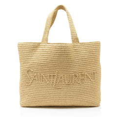 Saint Laurent Raffia Logo Tote