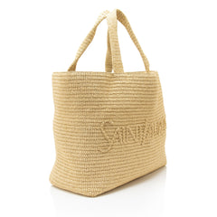 Saint Laurent Raffia Logo Tote