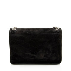 Saint Laurent Suede Monogram Niki Medium Shoulder Bag