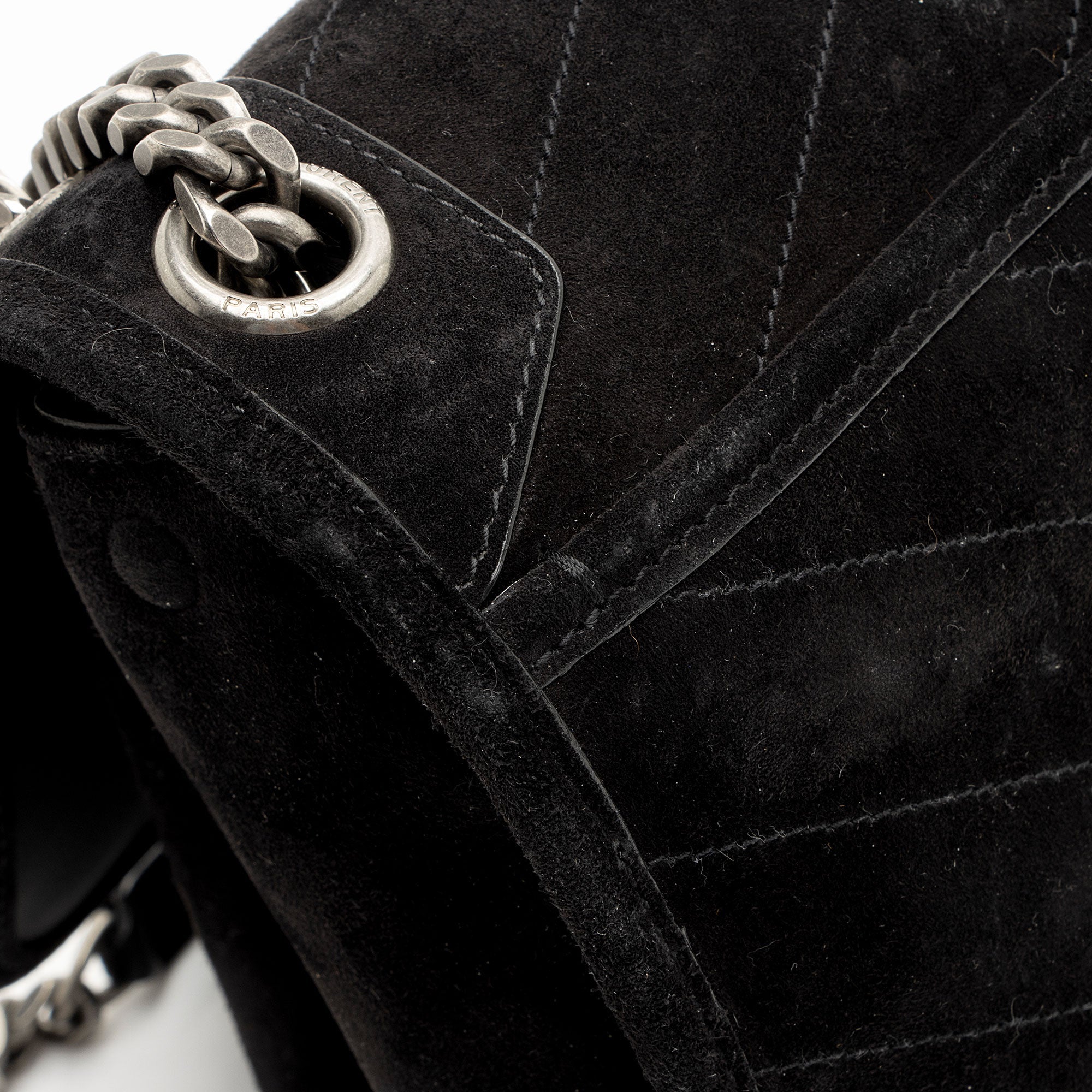 Saint Laurent Suede Monogram Niki Medium Shoulder Bag