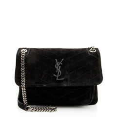 Saint Laurent Suede Monogram Niki Medium Shoulder Bag