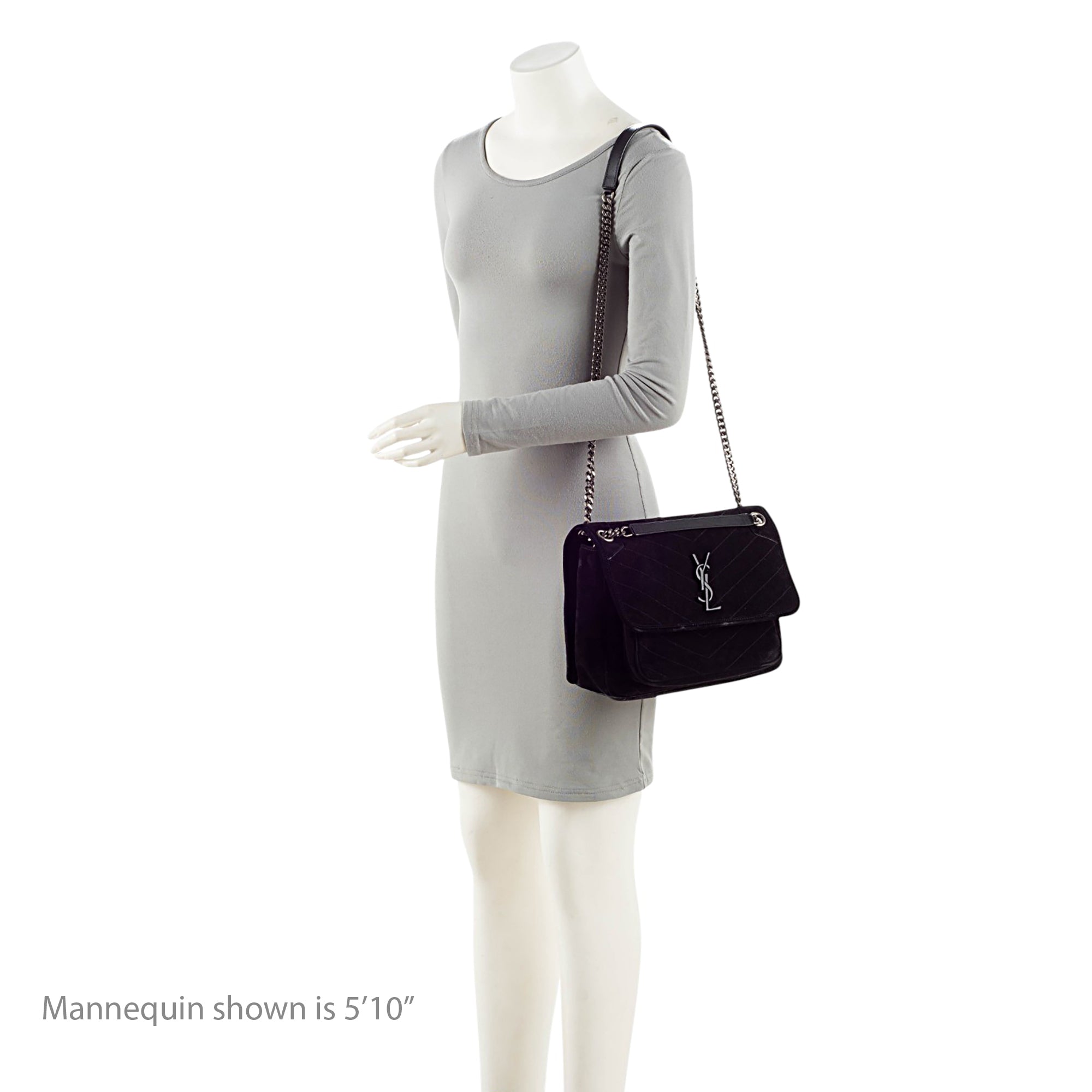 Saint Laurent Suede Monogram Niki Medium Shoulder Bag