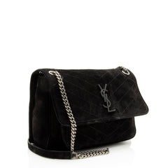 Saint Laurent Suede Monogram Niki Medium Shoulder Bag
