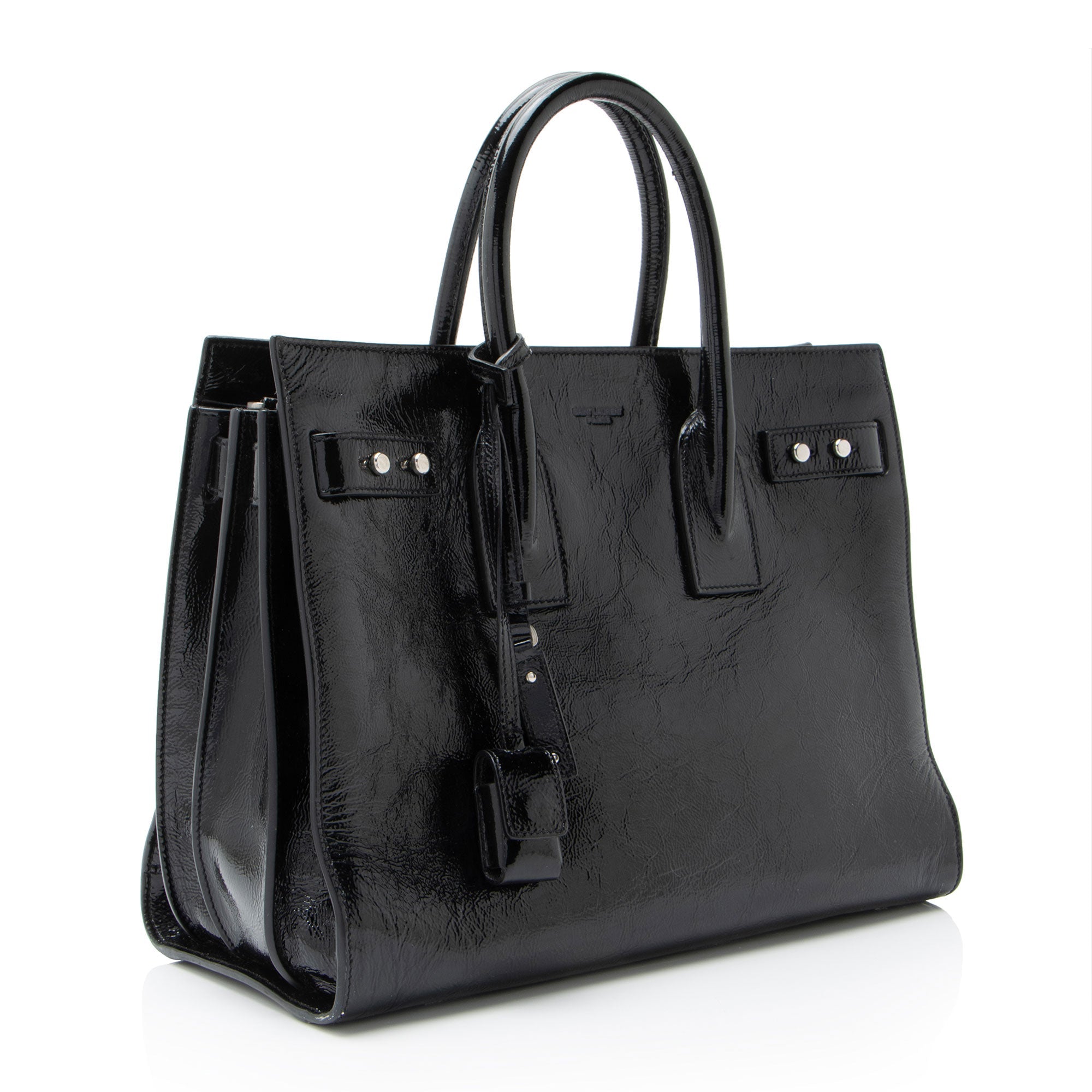 Saint Laurent Textured Patent Leather Sac De Jour Medium Tote
