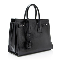 Saint Laurent Textured Patent Leather Sac De Jour Medium Tote